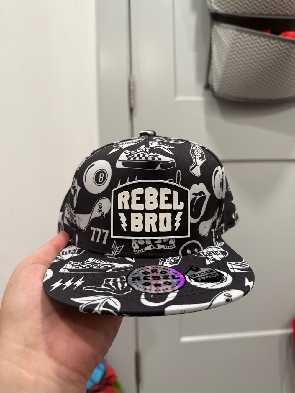 Rebel Bro Black & White Logo waterproof Snapback Hat New